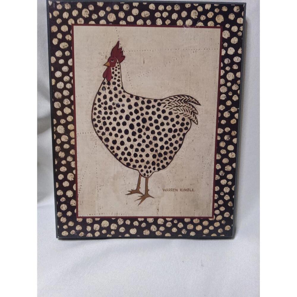 Hanging Wall Plaques Primitive Rustic Wooden Decor Spotted Chicken